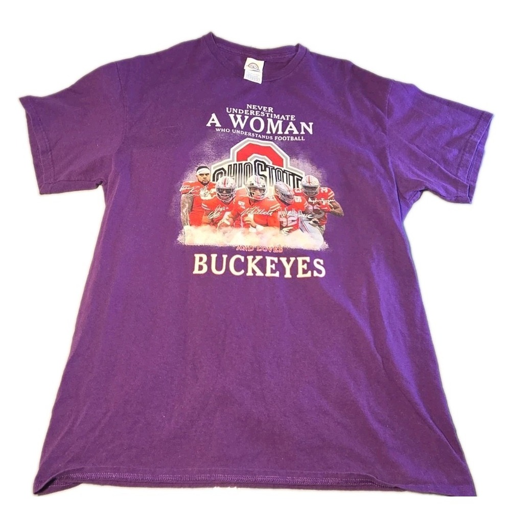 Ohio State Buckeyes Shirt Womens Large L Purple Never Underestimate Football Fan